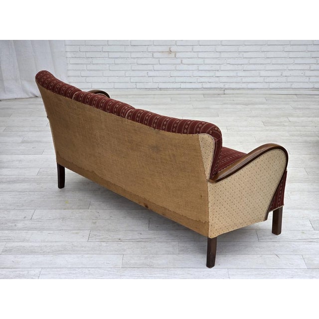 Danish 3-Seater Sofa in Red Wool and Beech, 1960s For Sale - Image 6 of 18