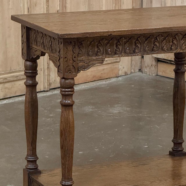 Wood 19th Century Rustic Hand Carved Oak Renaissance Revival Side Table For Sale - Image 7 of 18