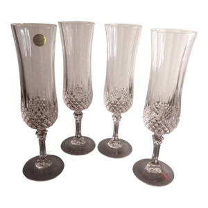 Vintage Cristal D Arques France Champagne Flutes- Set of 4