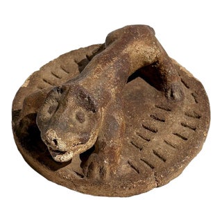 Vintage Sewer Tile Naive Folk Art Pottery Pig Beast Sculpture For Sale