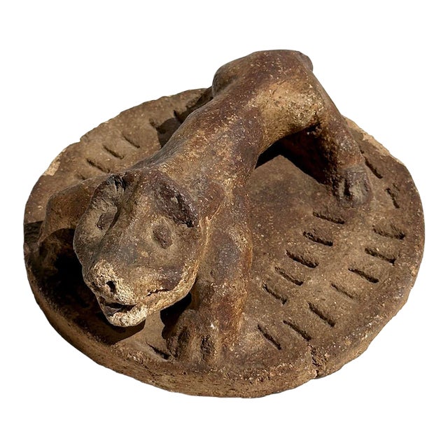 Vintage Sewer Tile Naive Folk Art Pottery Pig Beast Sculpture For Sale