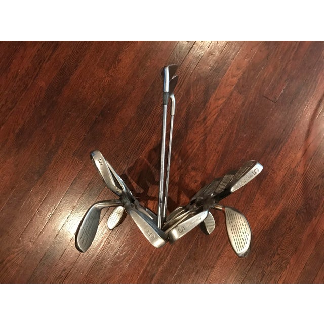 Hand Forged Golf Club Sculpture Magazine Rack - Fireplace Wood Basket - After Jeff Diamond For Sale - Image 4 of 8