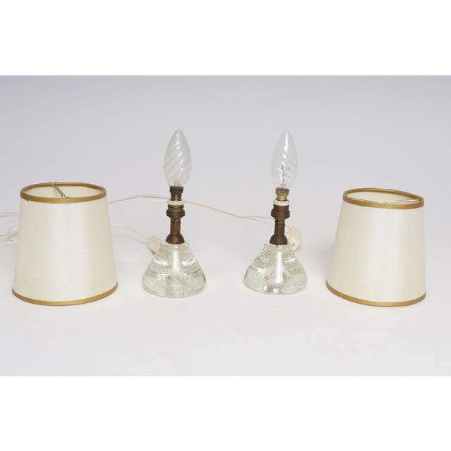 Mid-Century Modern Vintage Diminutive Italian Blown Art Glass Boudoir Bedside Table Lamps - a Pair For Sale - Image 3 of 12