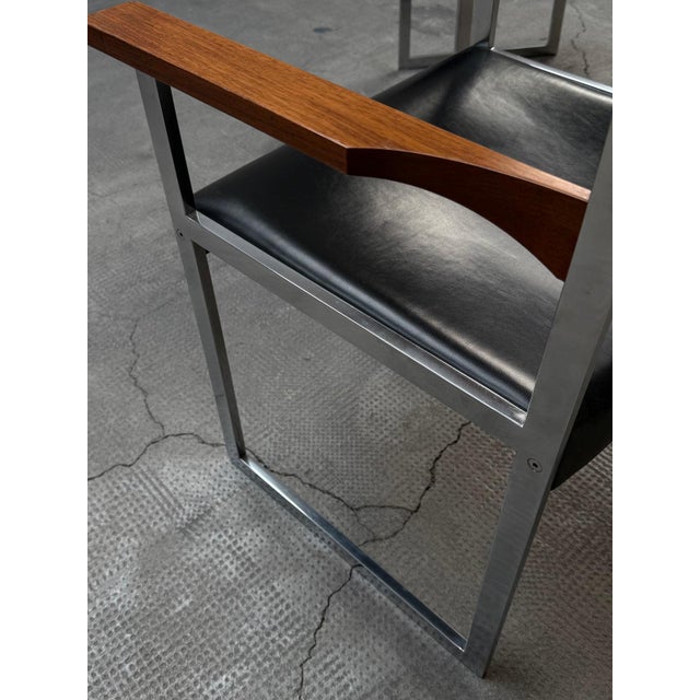 Bauhaus Office Armchairs in Leather, Nutwood and Chrome from Lübke, Germany, 1960s, Set of 2 For Sale - Image 10 of 13
