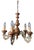 Antique Wood and Brass Chandelier, 1960s For Sale
