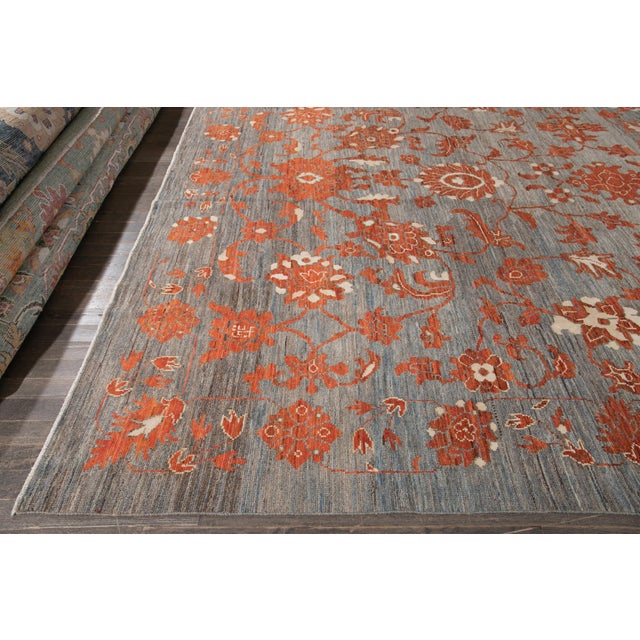 Oversize Modern Gray Oushak Handmade Wool Rug For Sale - Image 9 of 13