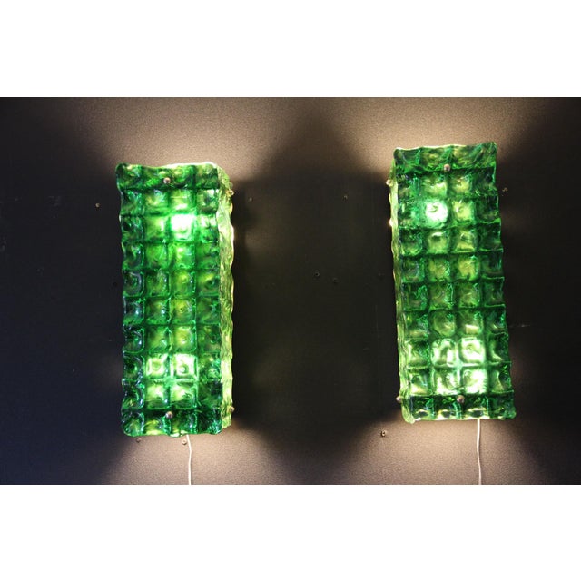 1980s Green Murano Glass Wall Lights, 2000s, Set of 2 For Sale - Image 5 of 18