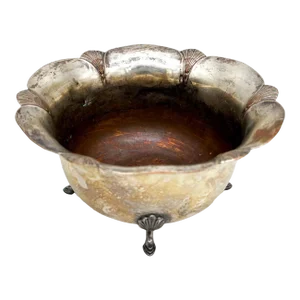 Early 20th C. Silver Plated Scalloped Footed Bowl by Wm Rogers – Classical / Traditional