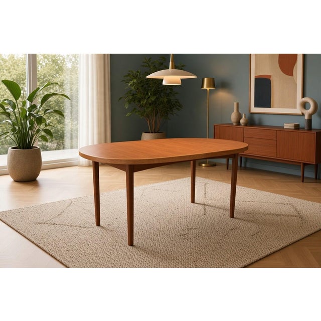 Bodafors Oval Dining Table in Teak and Oak with Two Extension Leaves by Bertil Fridhagen for Bodafors, 1960 For Sale - Image 4 of 17