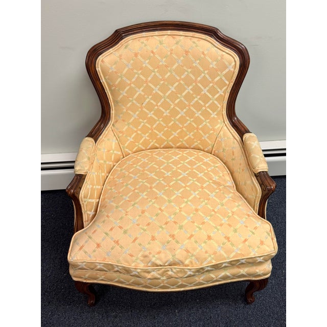 French Late 20th Century Upholstered French Bergere Chair For Sale - Image 3 of 12
