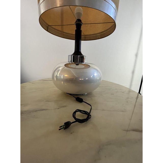 Gray Italian Table Lamp in Opalescent Glass, 1970 For Sale - Image 8 of 16