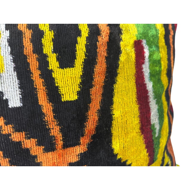Ikat Silk Lumbar Cushion Cover with Tribal Design, 2000s For Sale - Image 10 of 11
