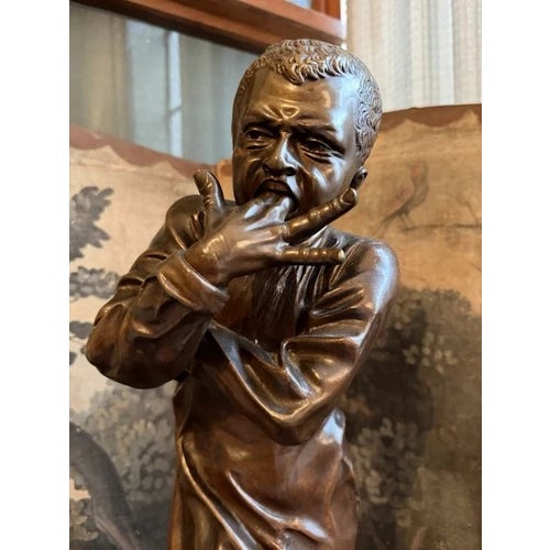 Late 19th Century 19th Century Bronze Sculpture Monk With Burnt Fingers Attributed to P. Dubois or G. Gueyton For Sale - Image 5 of 9