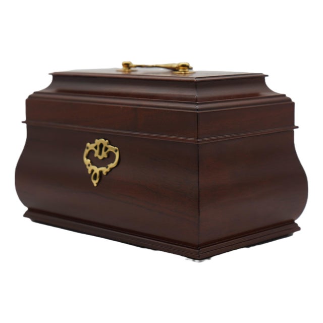 1980s Virginia Metalcrafters Colonial Williamsburg Mahogany Tea Caddy For Sale