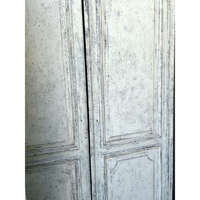 Shabby Chic Vintage Monumental Patinated Belgian Armoire - A Pair For Sale - Image 3 of 13