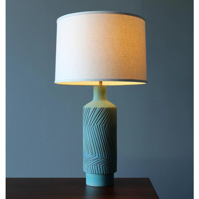 Teal Raymor Ceramic Table Lamp, Italy, C.1960 For Sale - Image 8 of 10