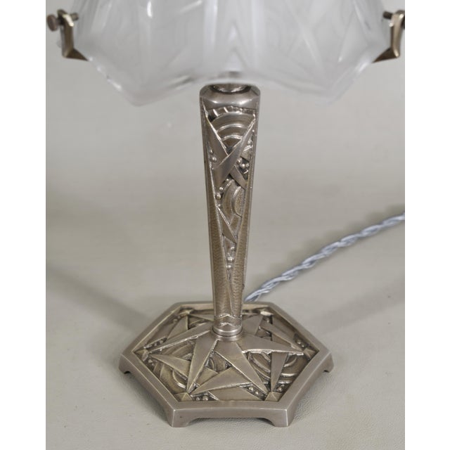 Metal French Art Deco Lamp by P. Maynadier - 1930 France For Sale - Image 7 of 11