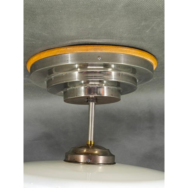 Art Deco Czech Opaline Glass Flush Mount, 1930s For Sale - Image 6 of 9