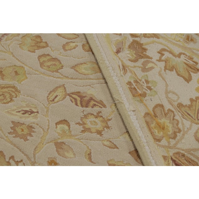 Beige Rug & Kilim’s Tudor Style Rug in White With Beige-Brown Floral Patterns For Sale - Image 8 of 8