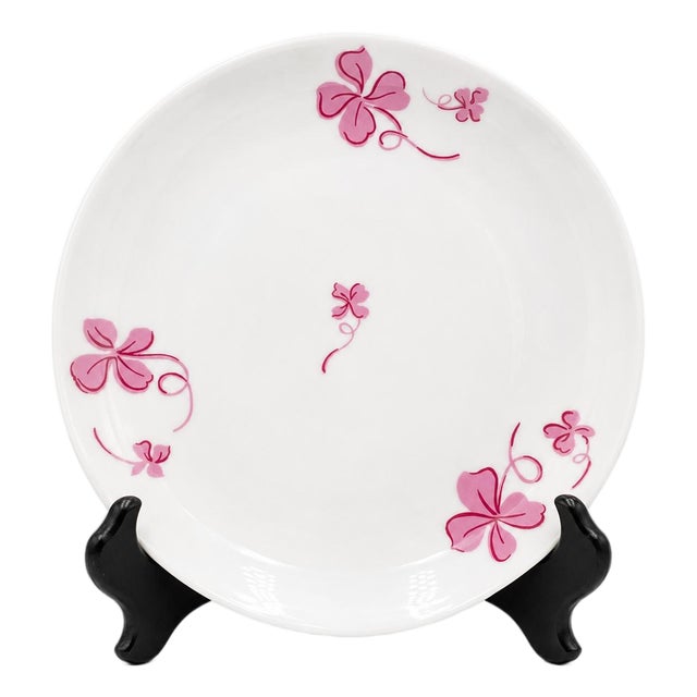 Vintage D. Porthault Limoges Pink Tréfles Clover Bowl For Sale