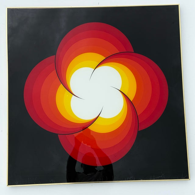 Late 20th Century Large 1970's Floral Reverse Printed on Glass Wall Art by Turner. For Sale - Image 5 of 8