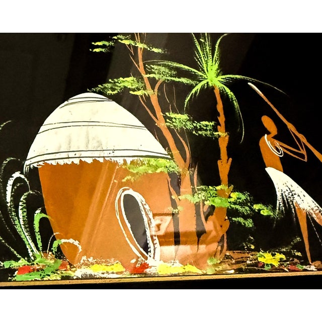 Mid 20th Century MidCentury Modern African Folk Art Painting. For Sale - Image 5 of 6