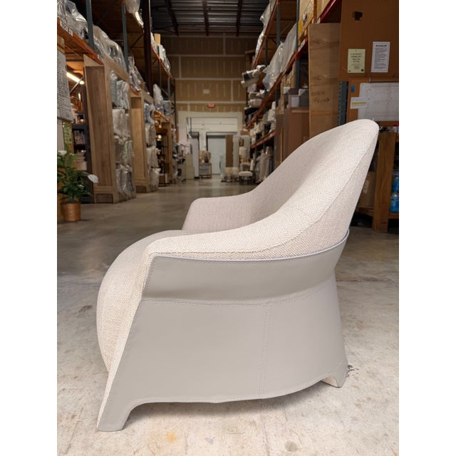 Artefacto Soft Ivory Lounge Chair With Leather Back For Sale - Image 4 of 5