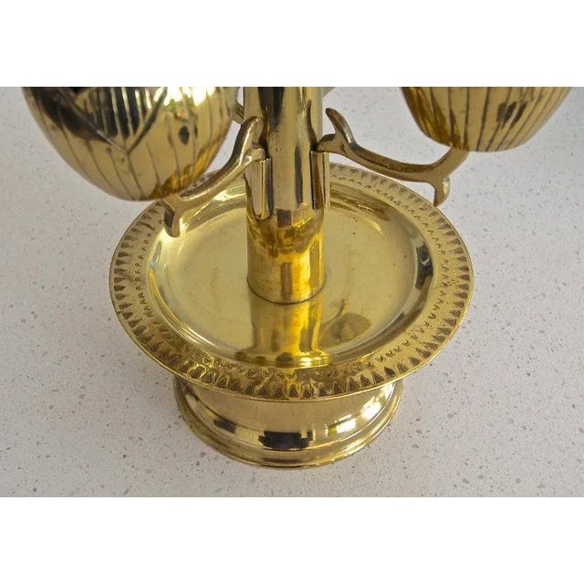 1950s Mid Century Modern Brass Lotus Candelabra For Sale - Image 9 of 13