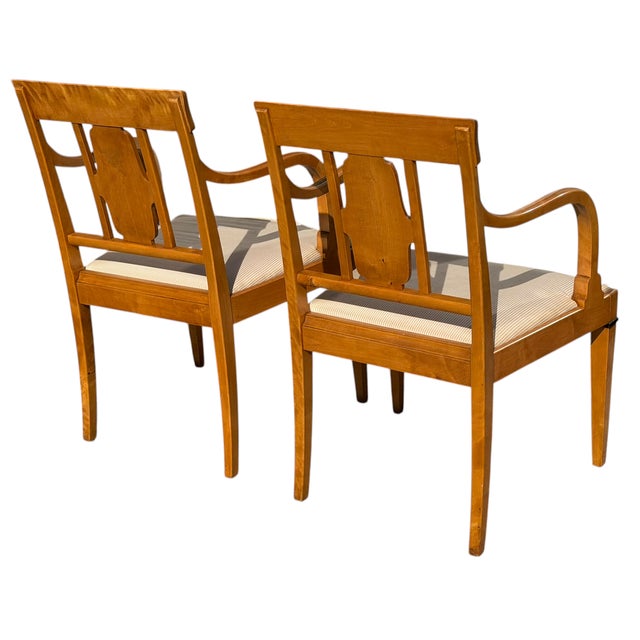 Pair of Antique Austrian Biedermeier Style Arm Chairs.