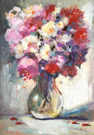 Painting Flowers Original Art Floral Bouquet by Artist Valeriya Serova
