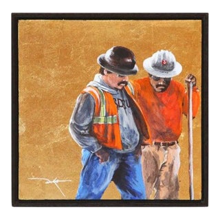 Duke Windsor, Impressionist Figurative Acrylic Painting, "The Conference" For Sale