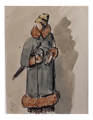 Karl Hanny, Woman Figure, Mid-20th Century, Ink and Watercolor