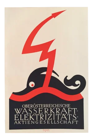 1927 Julius Klinger Original Poster, Wasserkraft Elektrizitats (Poseidon)