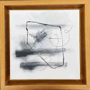 "Abstract II" Contemporary Abstract Expressionist Mixed-Media Painting, Framed
