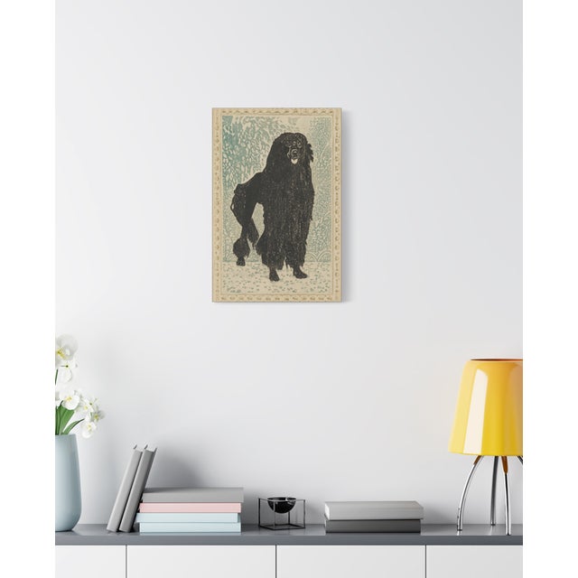 Atelier Aria Lumae Arts and Crafts Style Black Standard Poodle Dog Silhouette Geometric Lithograph Fine Art Gallery Board Print 18 X 24 For Sale - Image 4 of 15