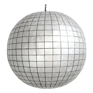 Modern Capiz Shell Globe Coastal Contemporary Pendant Light For Sale