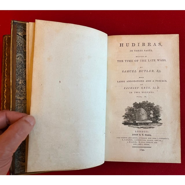 Antique 18th Century Fine Leather Bindings - Samuel Butler. Esq. "Hudibras" Books From Hugh Walpole's Library at Brackenburn - 2 Volumes For Sale - Image 17 of 18