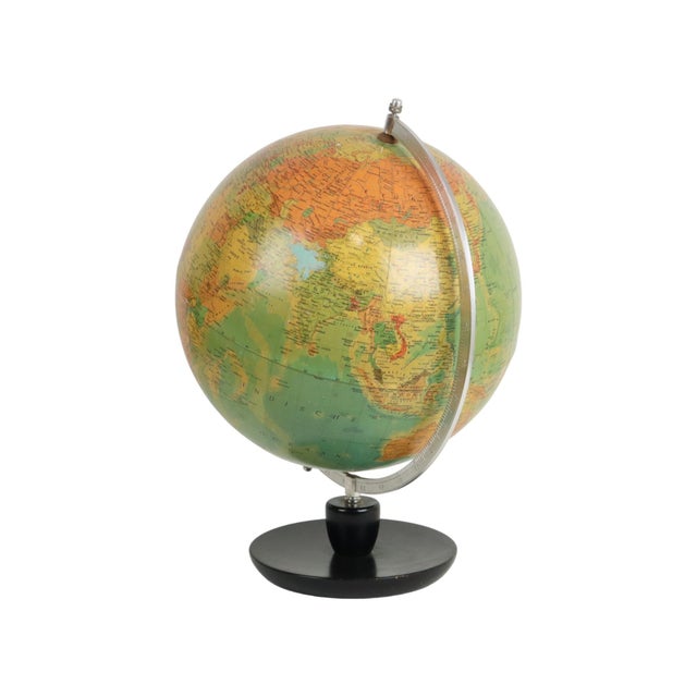 Vintage Political Globe with Oak Base by Hermann Haack, 1970s For Sale - Image 4 of 11
