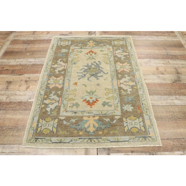 Textile Turkish Oushak Accent Rug - 03'08 X 05'01 For Sale - Image 7 of 9