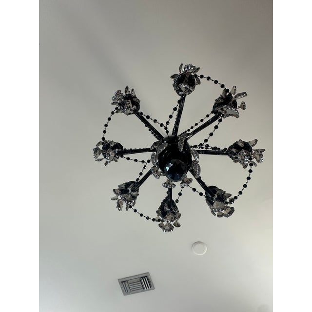 Art Deco MC Noon Black Crystal 8-Light Chandelier – Custom Crystal Chains For Sale - Image 3 of 6