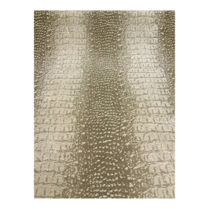 Modern Beige and Off-White Cut Velvet Woven Jacquard Alligator Print Designer Fabric - 8 Yards