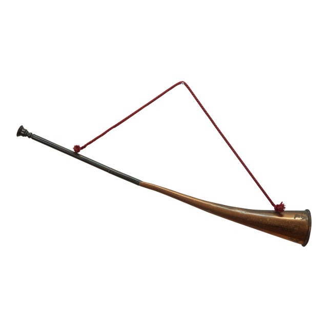 20thC English Brass & Copper Fox Hunting Coach Bugle Horn Trumpet 27" For Sale