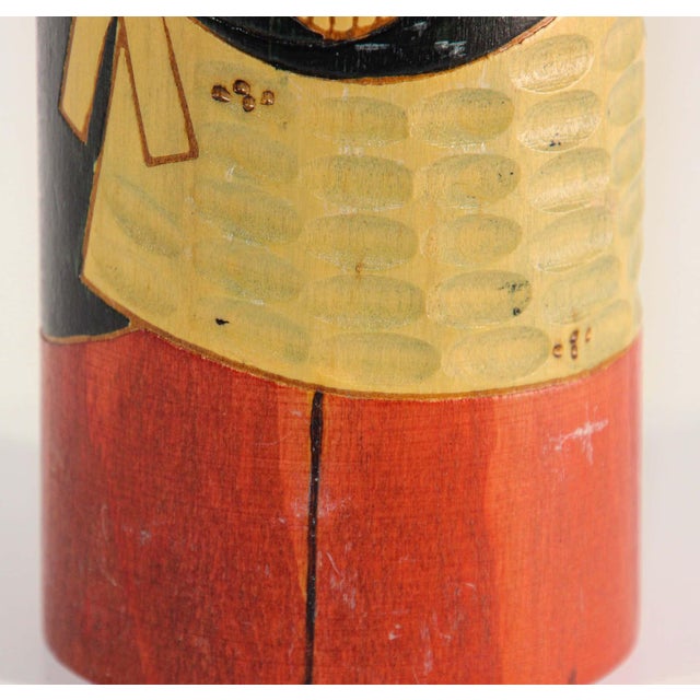 Black Vintage Kokeshi Doll, Handcrafted Wood, Japonisme Style, Japan 1987 For Sale - Image 8 of 11
