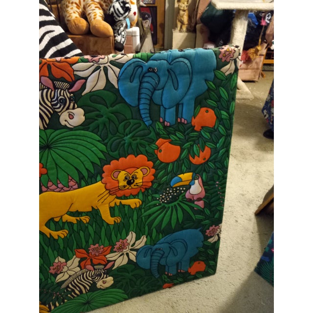 1990s Raised Embossed African Animals Noah's Ark Framed Tapestry For Sale - Image 4 of 11