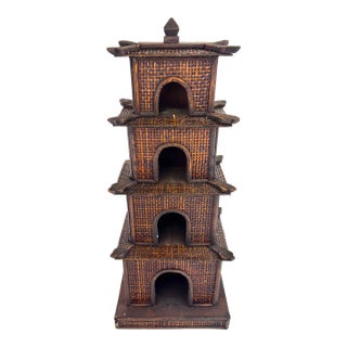 Vintage Pagoda-Style Decorative Rattan Tower For Sale