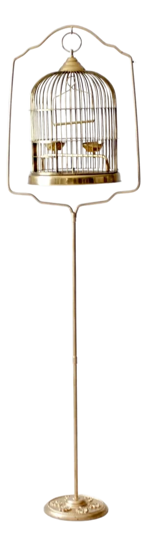 Vintage Brass Bird Cage With Stand