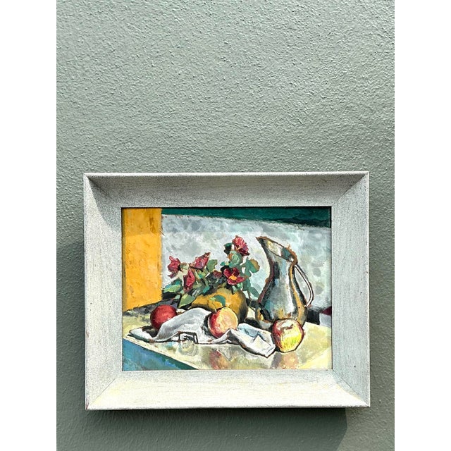 Vintage Original Still Life Oil on Board For Sale In West Palm - Image 6 of 12
