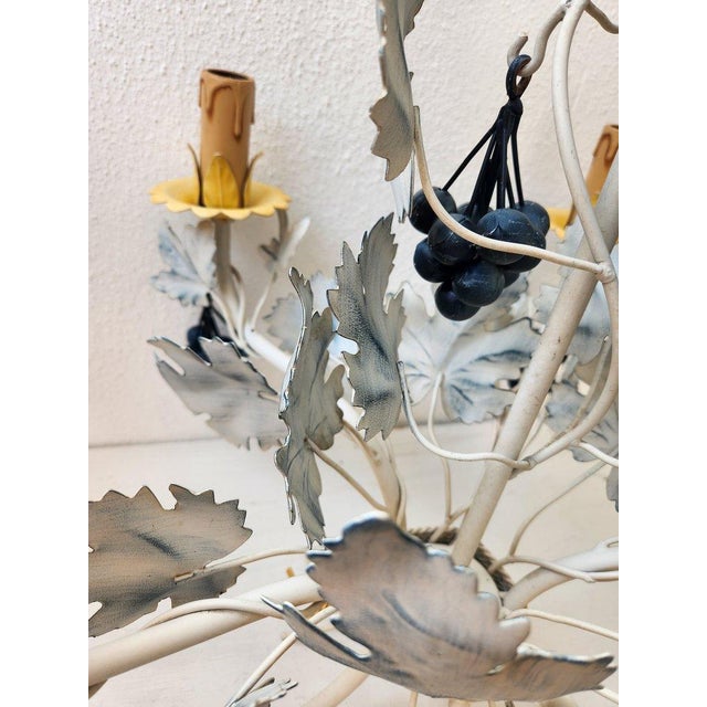 Vintage Hand-Forged Sheet Metal Five-Light Chandelier, 1950s For Sale - Image 11 of 18