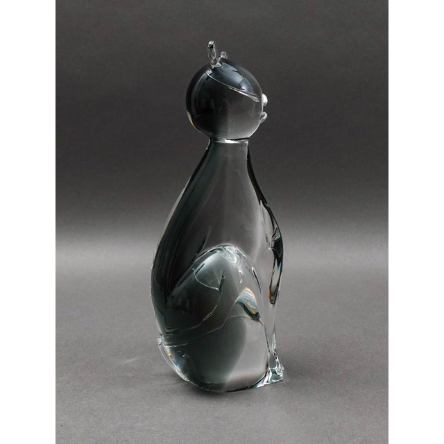 Mid 20th Century Mid 20th Century V Nason Italy Sommerso SmokeArt Glass Seated Cat Figurine Sculpture For Sale - Image 5 of 8