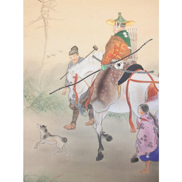 Late 19th Century XL "Samurai" by Kogyoku, Meiji Era Japanese Silk Scroll Painting For Sale - Image 5 of 18